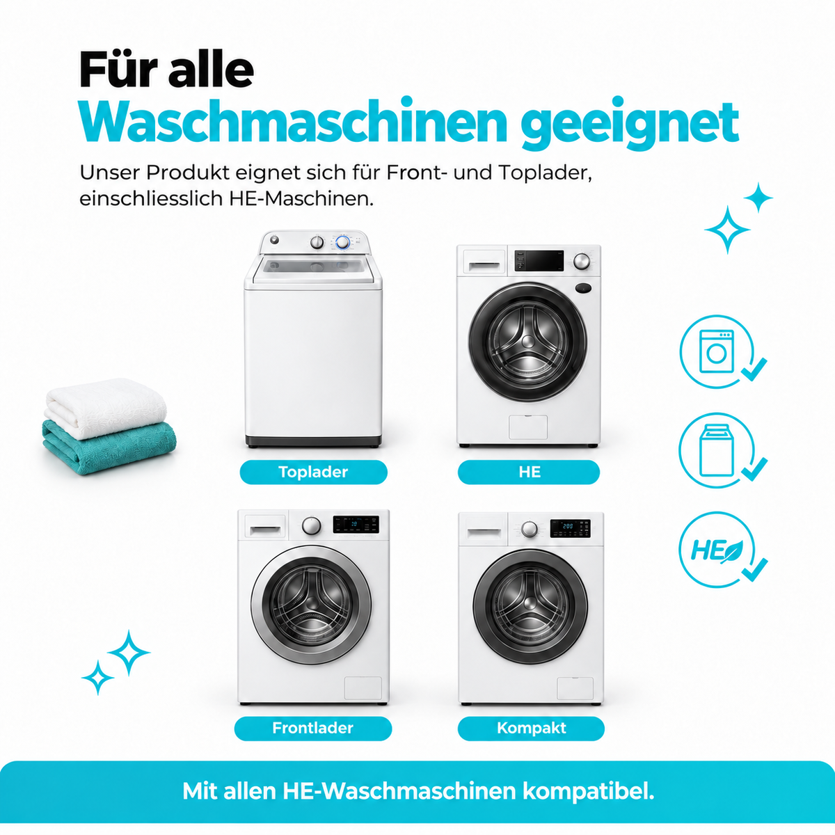 Renly Pro eignet sich für verschiedene Waschmaschinentypen